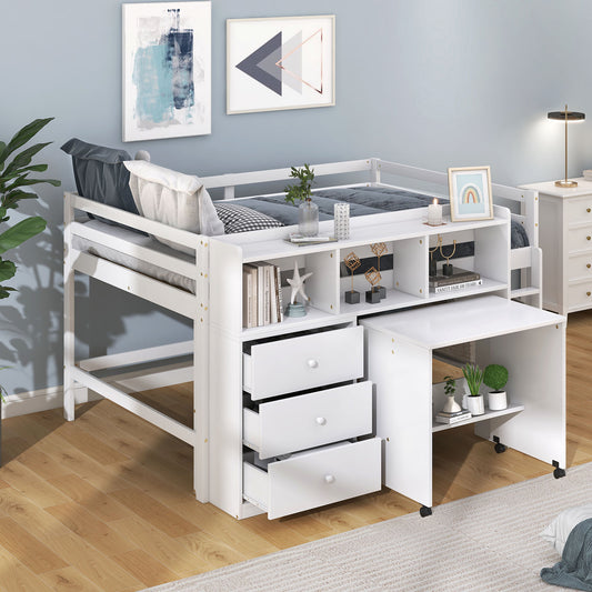 Low Loft Bed White