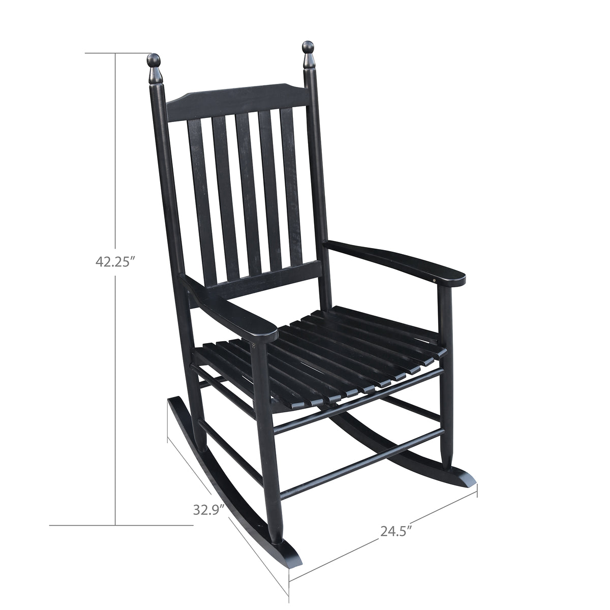 Wooden Porch Rocking Chair Black Finish