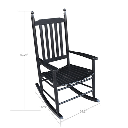 Wooden Porch Rocking Chair Black Finish