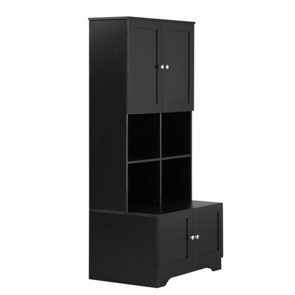 4-Door Bathroom Storage Cabinet Black Finish