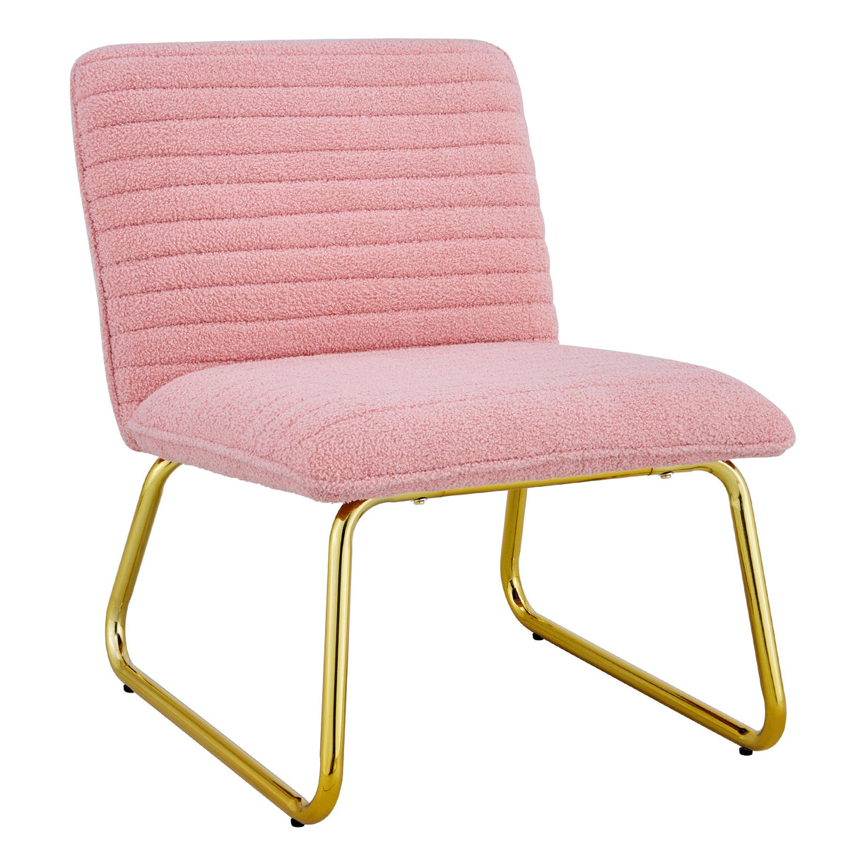 Blush Fabric Accent Chair – Gold Legs