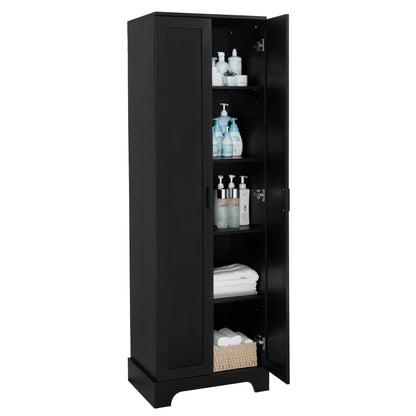 Black Storage Cabinet with Adjustable Shelf MDF Board