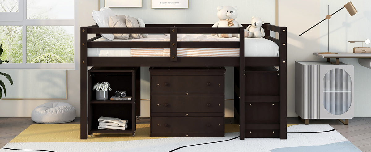 Full Loft Bed with Cabinet Espresso