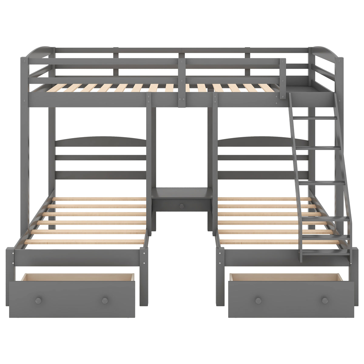 Full Triple Bunk Bed Gray