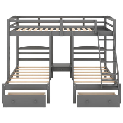Full Triple Bunk Bed Gray