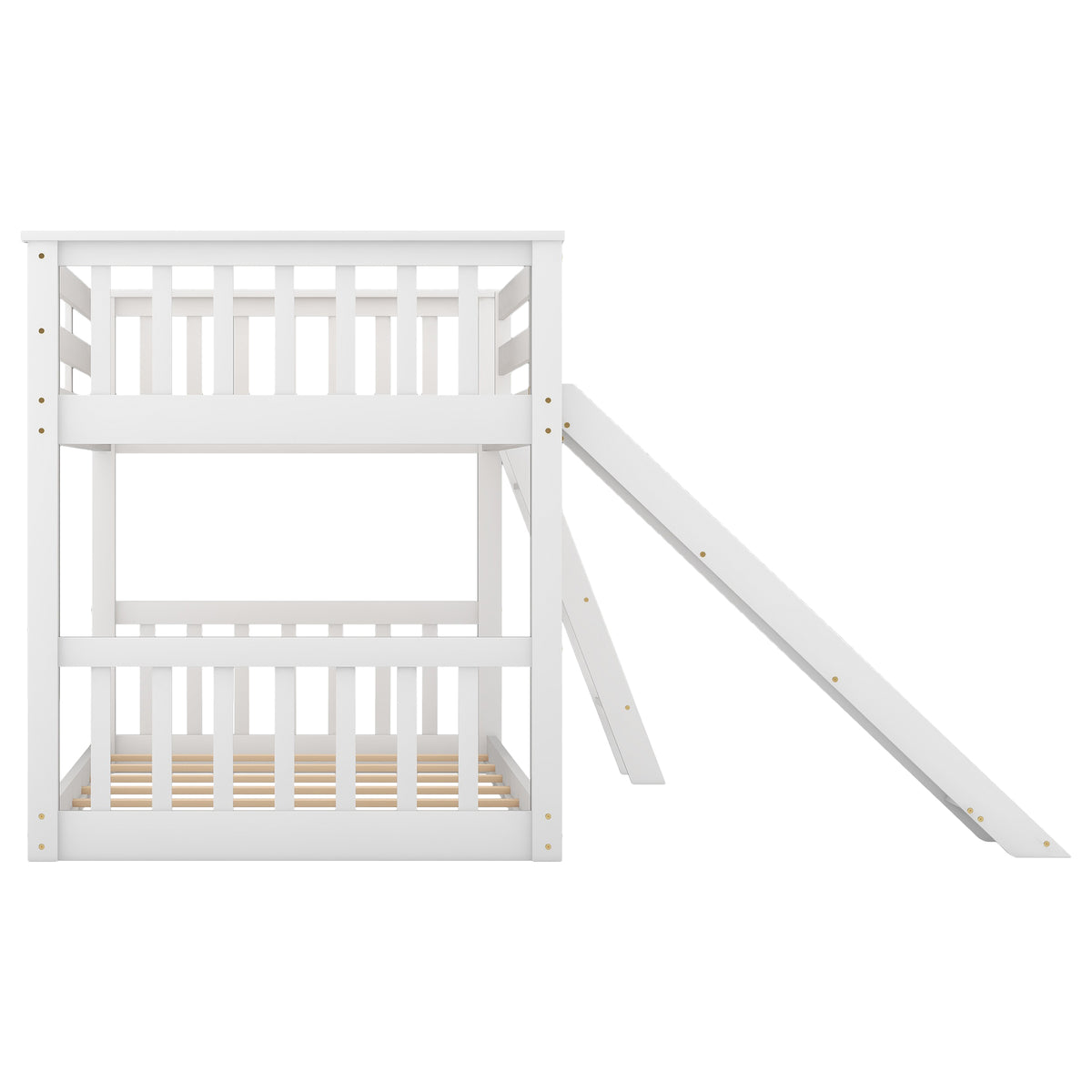 Twin Over Twin Bunk Bed with Slide White