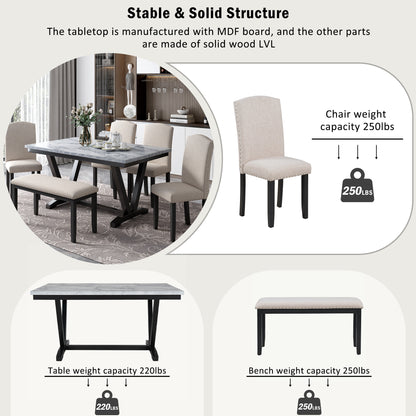 6-Piece Modern Dining Set – White Finish