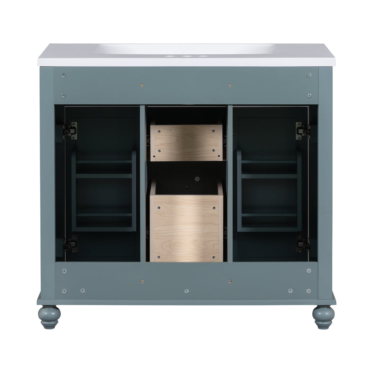 36-Inch Blue Bathroom Vanity with Resin Sink and Drawers