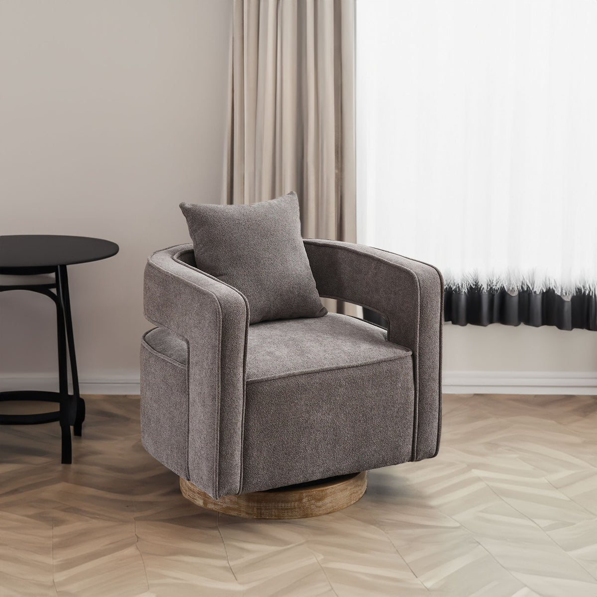 Swivel Accent Chair Charcoal Linen