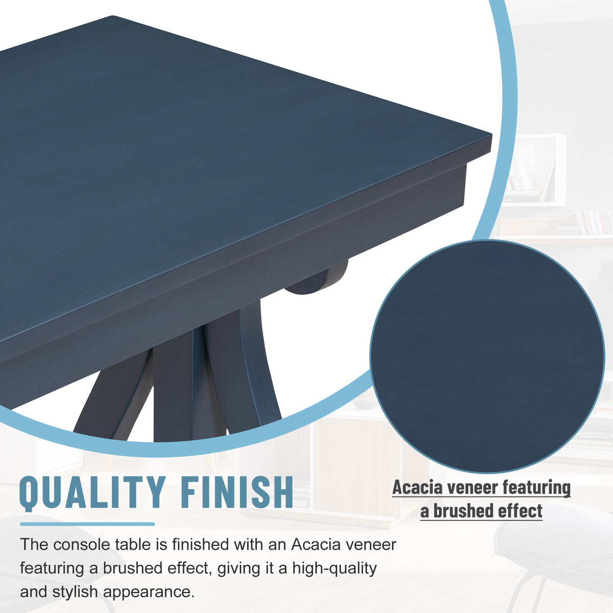 Rustic Console Table 48-Inch Navy Finish