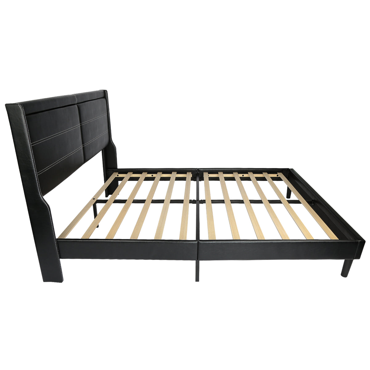 Queen Platform Bed PU Leather Black