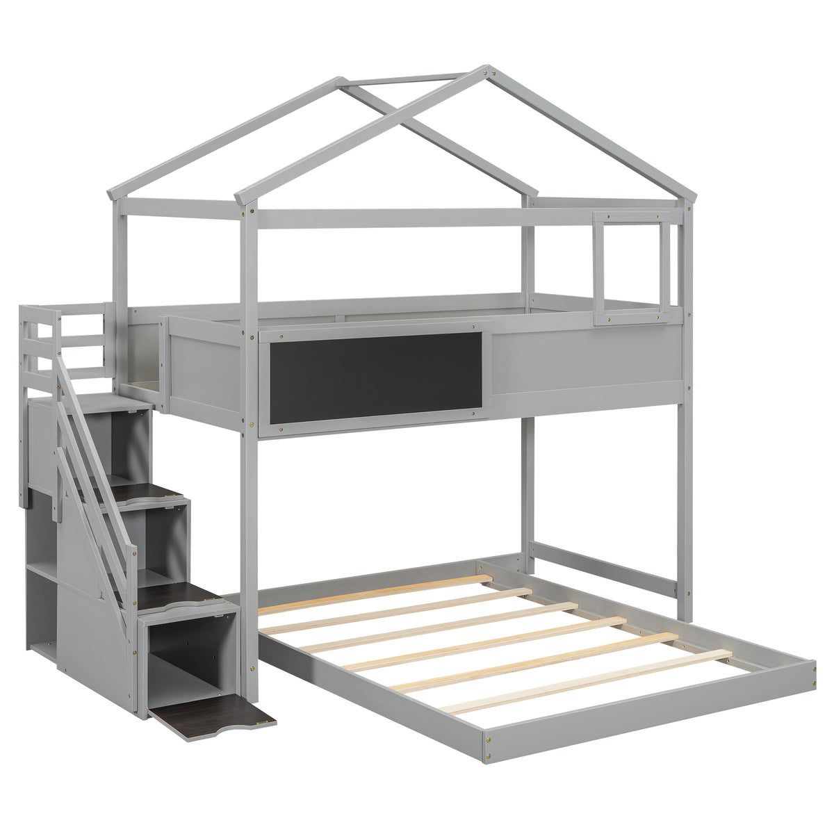 Twin-Full Storage Bunk Bed – Gray