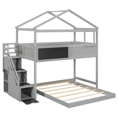 Twin-Full Storage Bunk Bed – Gray