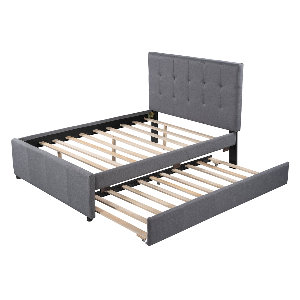 Linen Upholstered Bed with Trundle Full