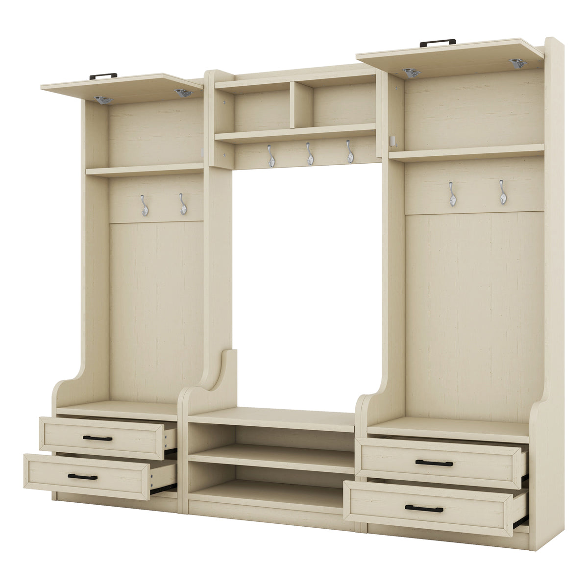 Hall Tree Cabinet Beige