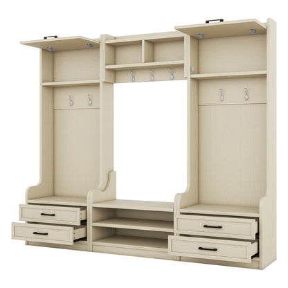 Hall Tree Cabinet Beige