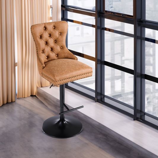 Vintage PU Bar Stool Set (2 pcs) – Orange