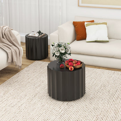 Black 2-Piece Round Nesting Coffee Table Set – Modern MDF with Lacquered Finish