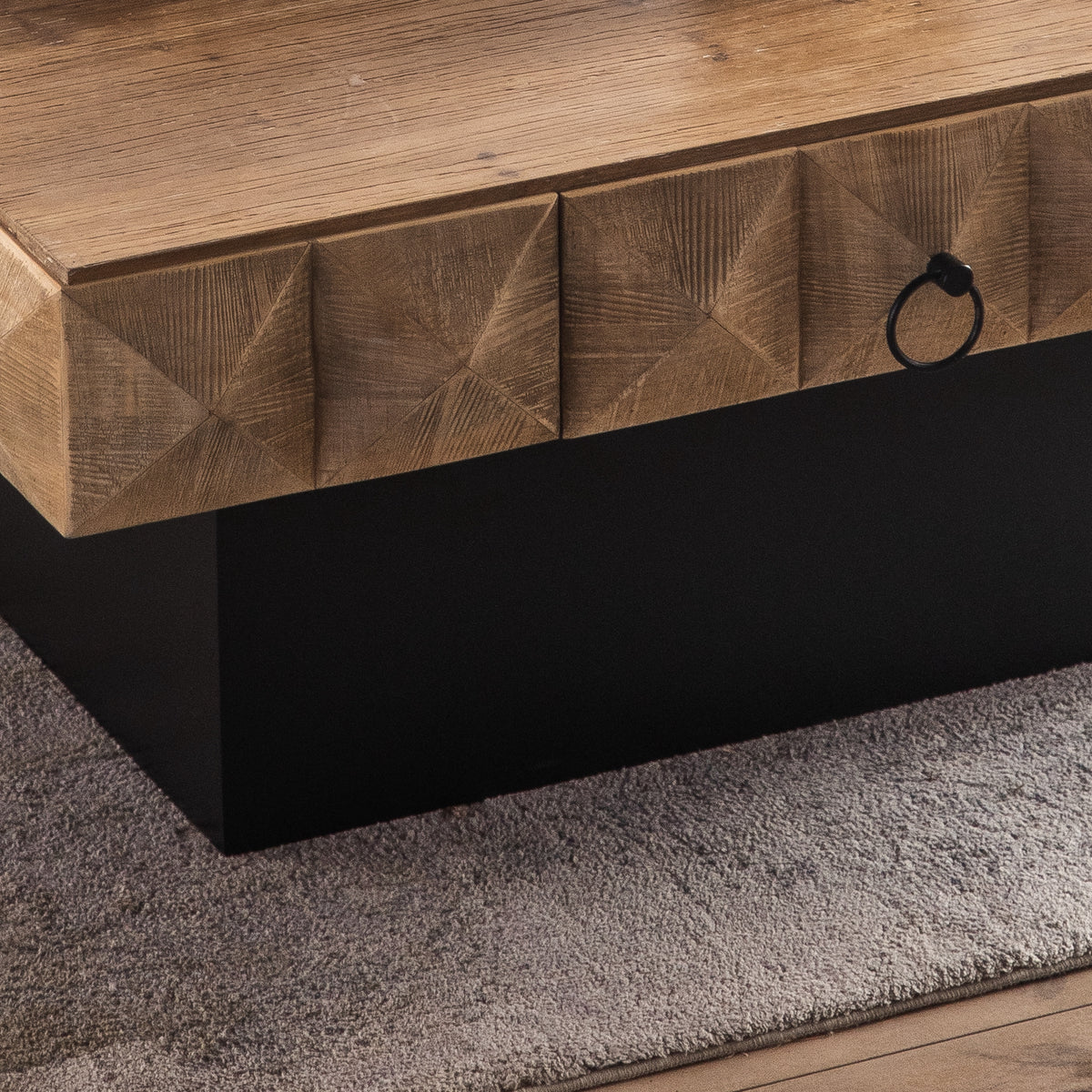 Retro Coffee Table with Drawers and Marble Top