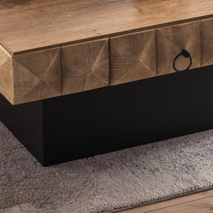 Retro Coffee Table with Drawers and Marble Top