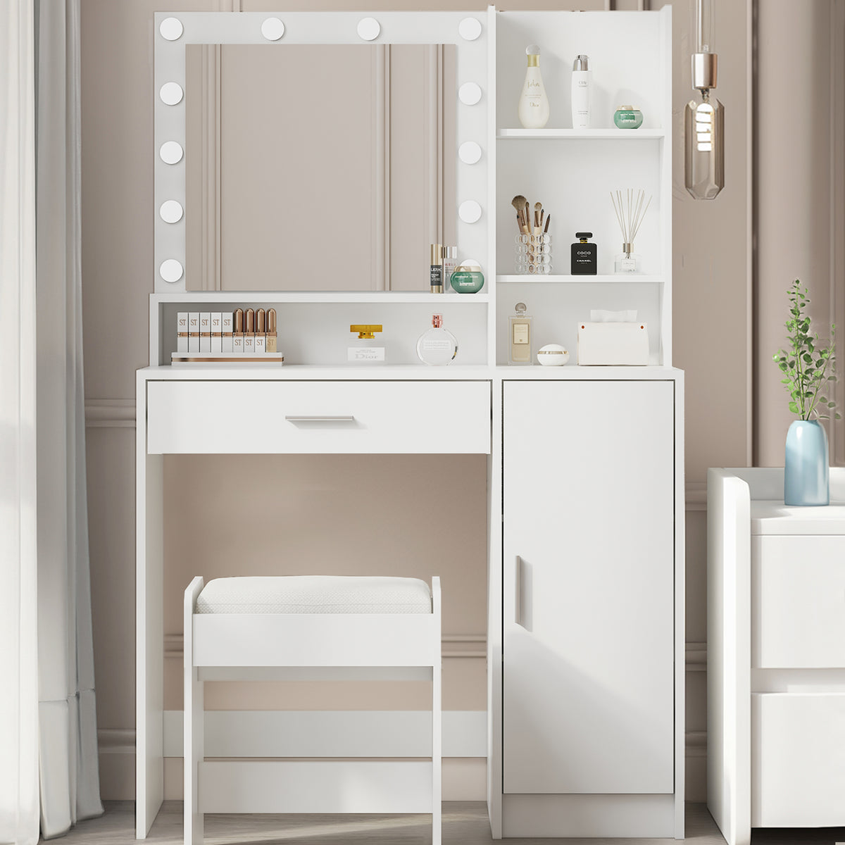 Vanity Storage Console – Tri-Light Mirror Collection
