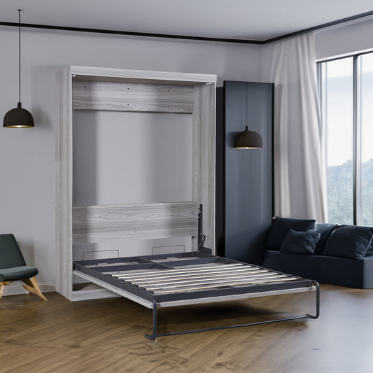 Full Murphy Bed Foldable Design Gray Finish