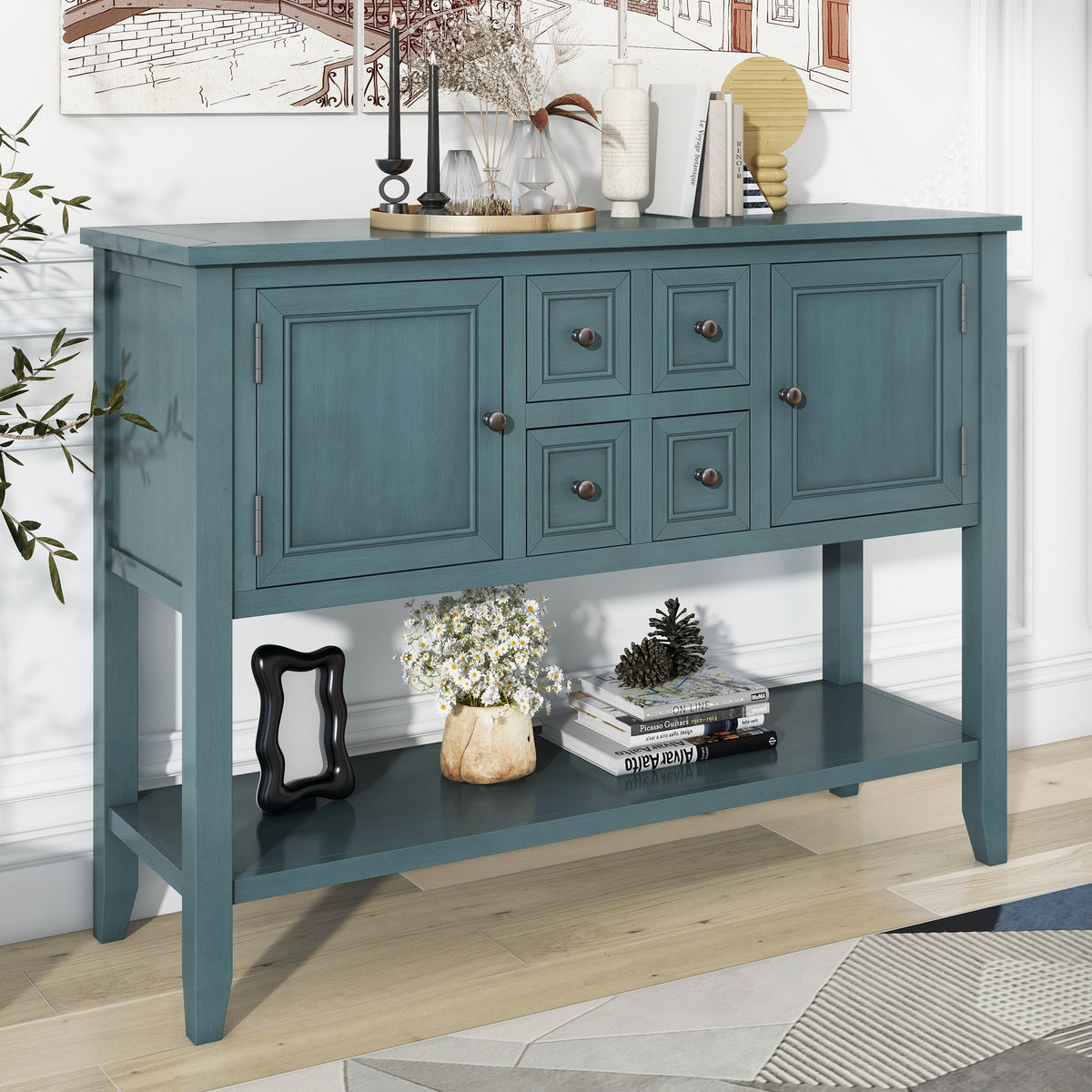 Cambridge Retro Console Desk – 4 Drawers