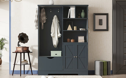 Hallway Storage Bench with Drawers Blue