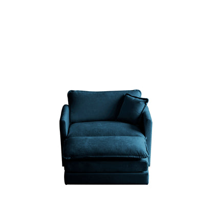 Blue Chenille Ottoman Club Chair