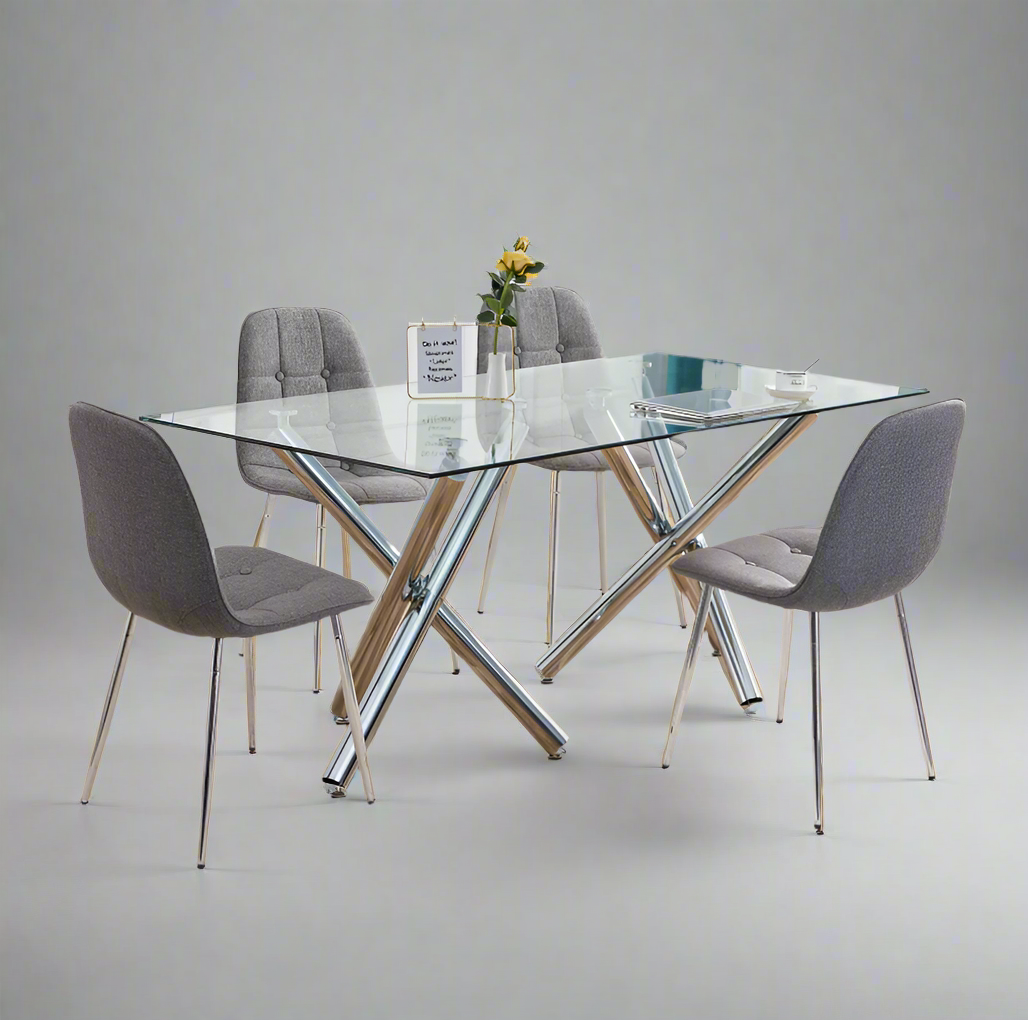 Modern Glass Dining Table – 71" Rectangular Table for 6-8 People