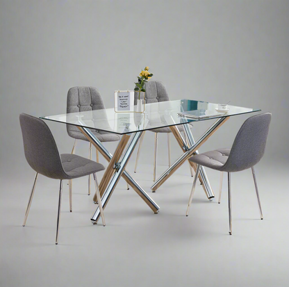Modern Glass Dining Table – 71" Rectangular Table for 6-8 People