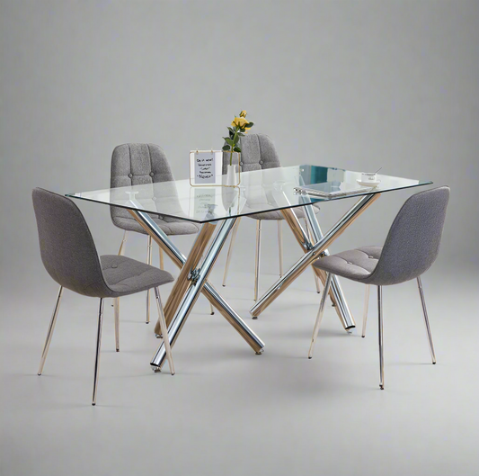 Modern Glass Dining Table – 71" Rectangular Table for 6-8 People