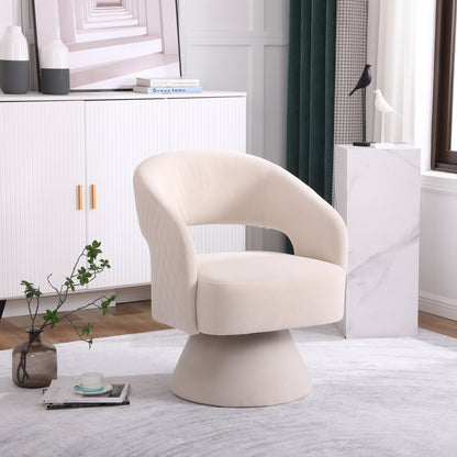 Barrel Swivel Accent Chair – Beige Fabric