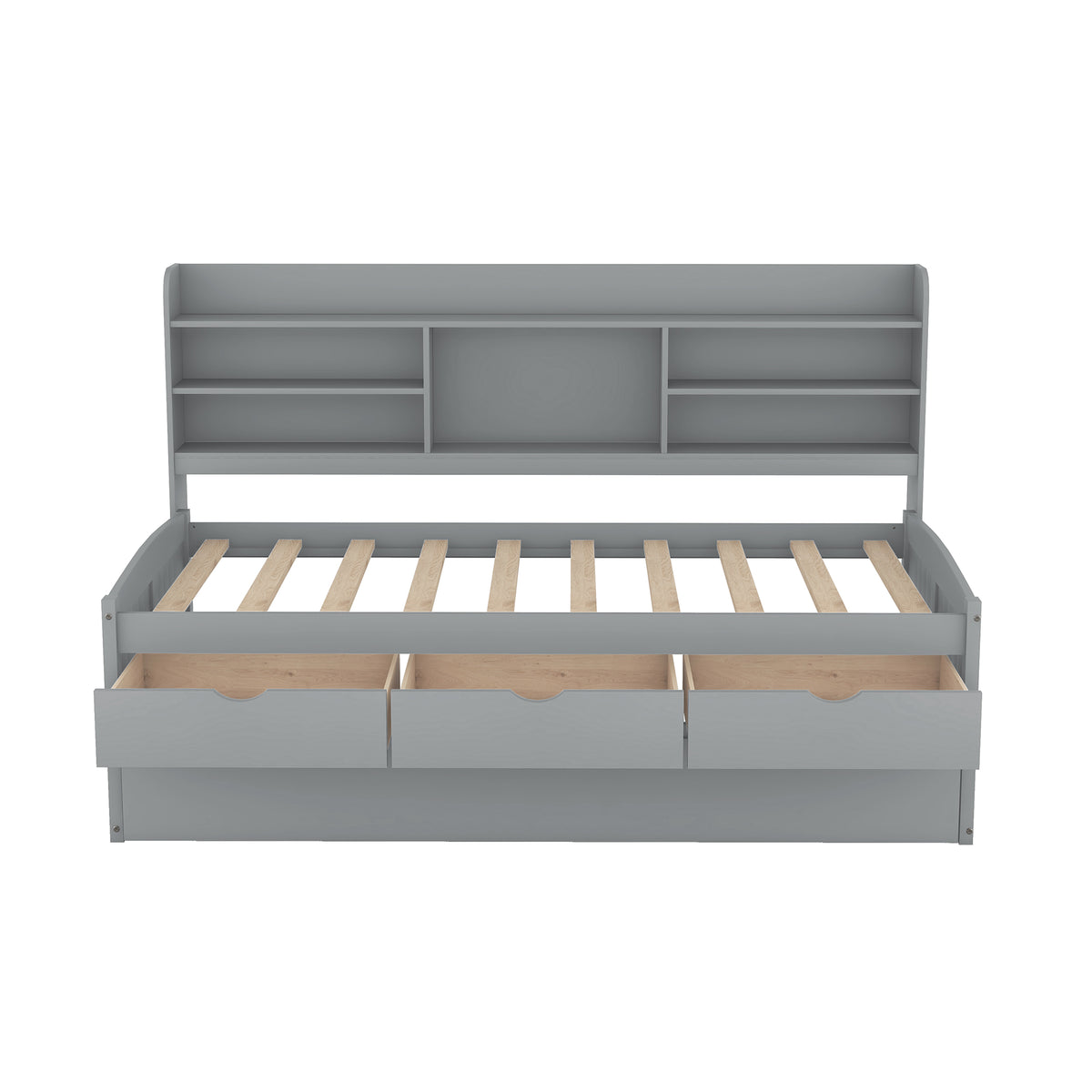 Twin Captain Bed with Storage Drawers Gray