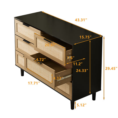 Rattan Dresser Black