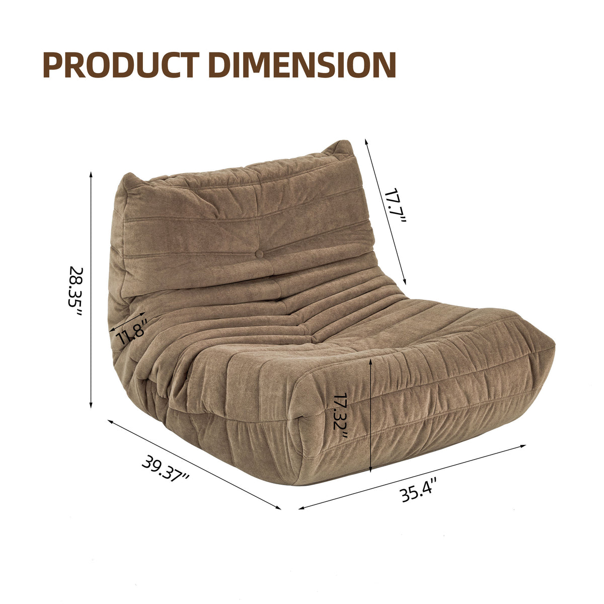 Floor Bean Bag Chair Gray