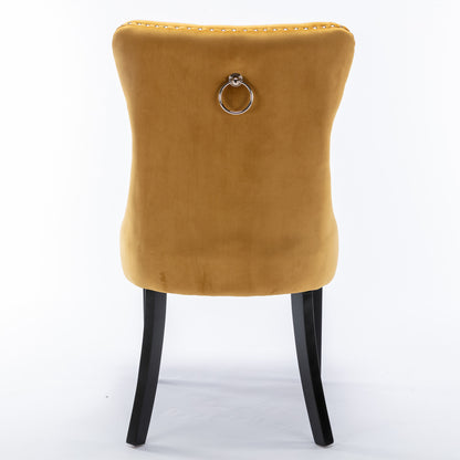 Tufted Velvet Dining Chair Set (2 pcs) – Gold