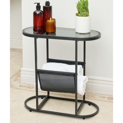 Oval Glass End Tables Set of 2