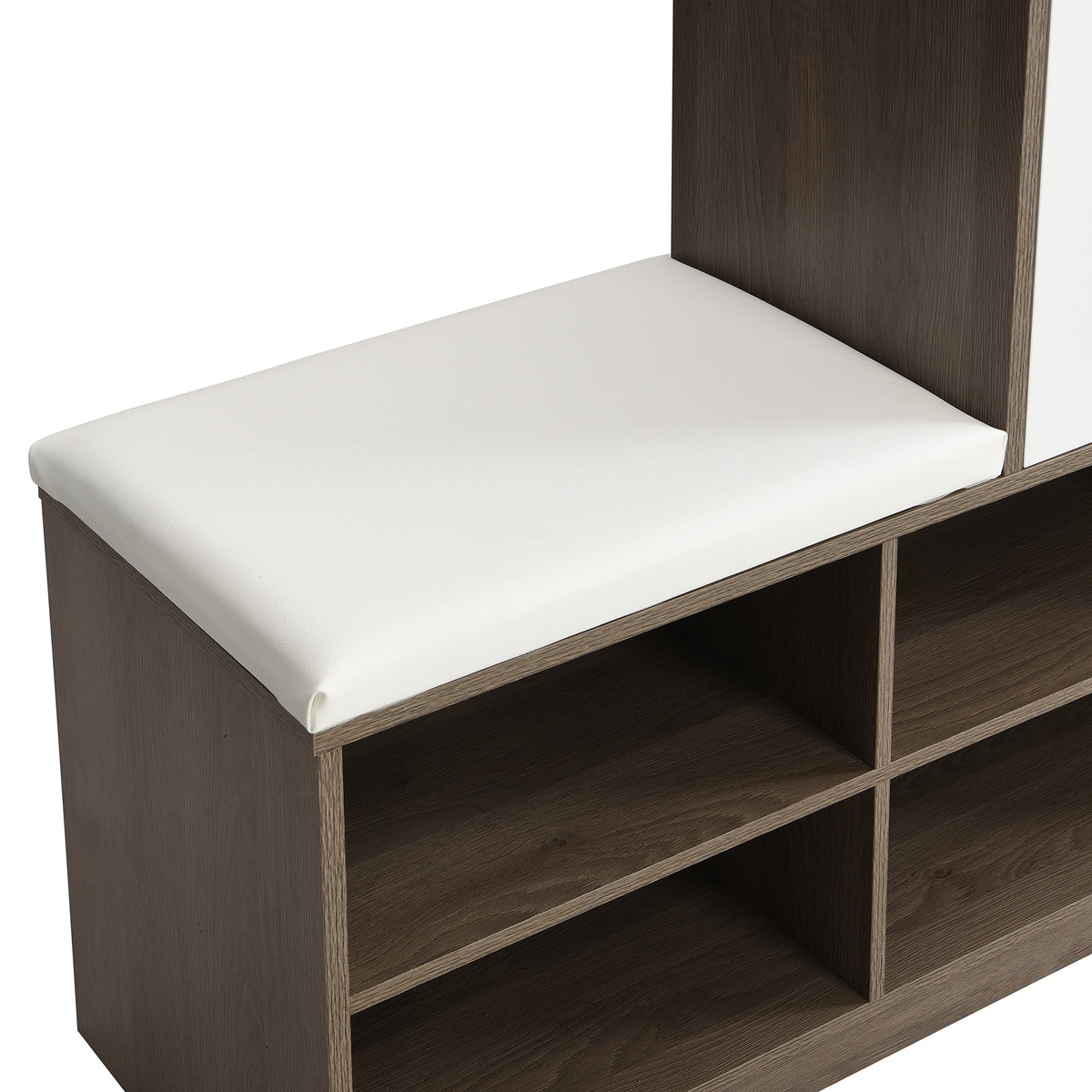 Shoe Cabinet with Soft Cushion Seat and Shelves
