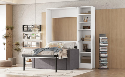 Murphy Bed with Sofa and Shelves White
