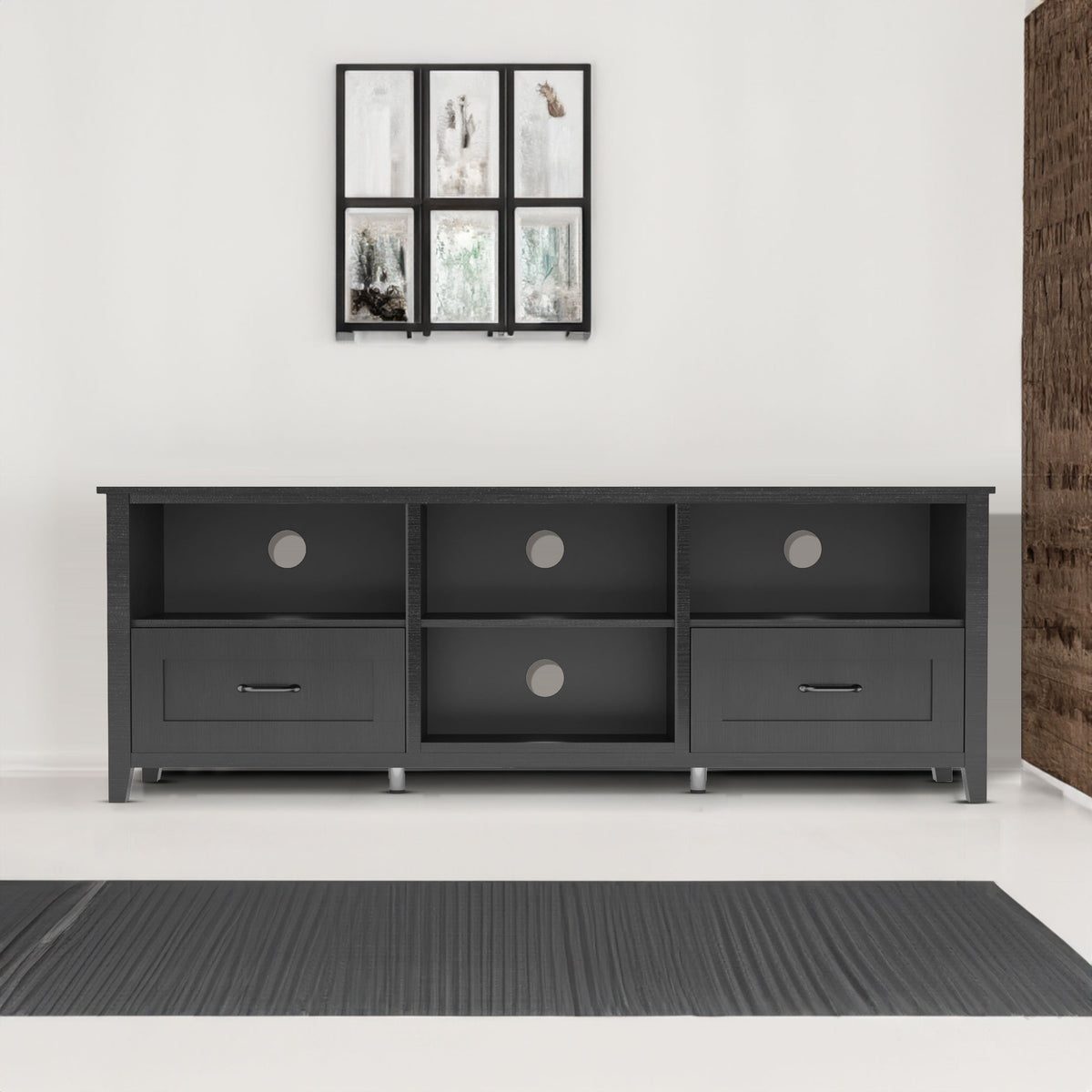 70" Modern Media Console with Storage Compartments