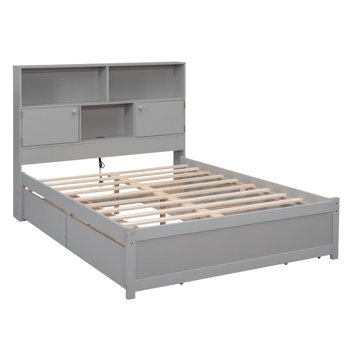 Full Platform Bed Gray