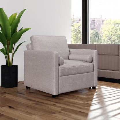 3-in-1 Sleeper Chair Bed Linen Tan