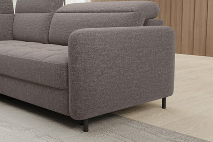 Barea 3 Seater Storage Sleeper Chaise Sofa - Fudge Brown