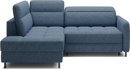 Barea 3 Seater Storage Sleeper Chaise Sofa - Soft Blue