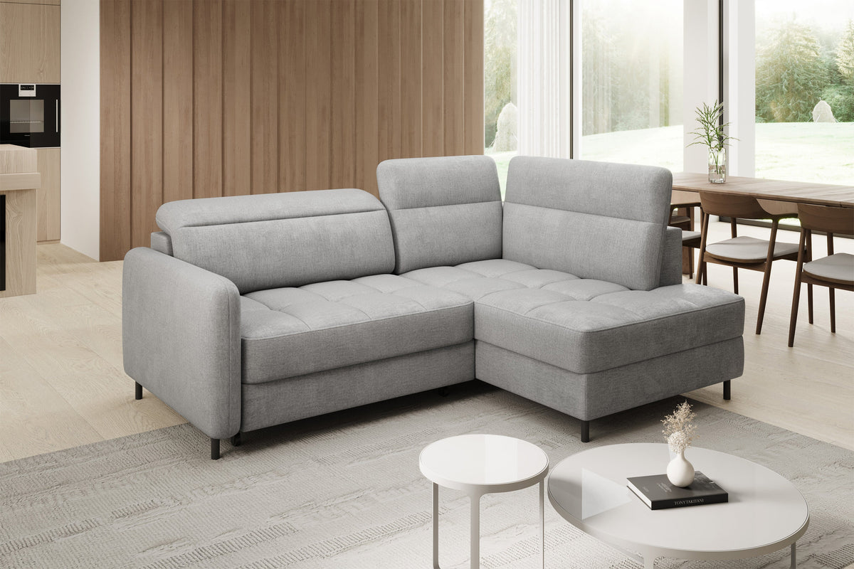 Barea 3 Seater Storage Sleeper Chaise Sofa - Light Grey