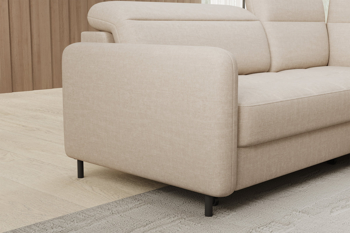 Barea 3 Seater Storage Sleeper Chaise Sofa - Beige