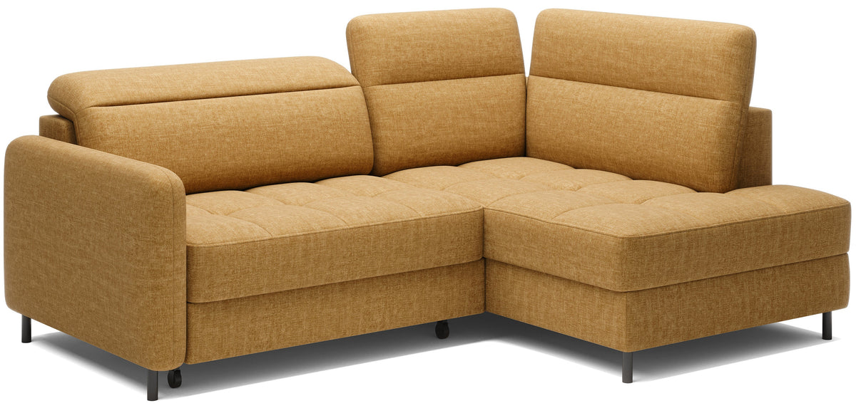 Barea 3 Seater Storage Sleeper Chaise Sofa - Mustard