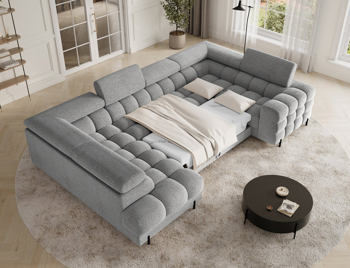 Fectory Sectional Storage Sleeper Chaise Sofa - Grey