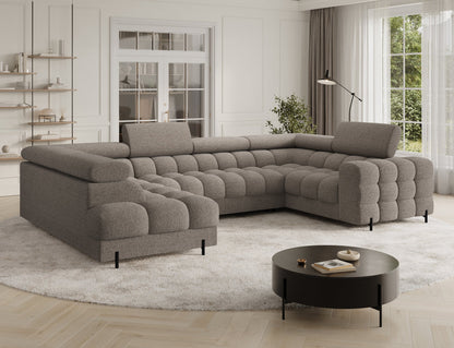 Fectory Sectional Storage Sleeper Chaise Sofa - Taupe